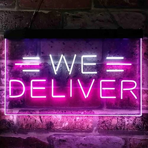 Restaurant Food Delivery We Deliver Dual LED Neon Light Sign